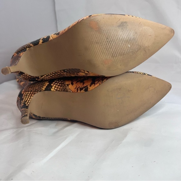 Womens Yellow Snakeskin Padded Kimari Pointed Toe Stiletto Heeled Boots - Picture 5 of 8